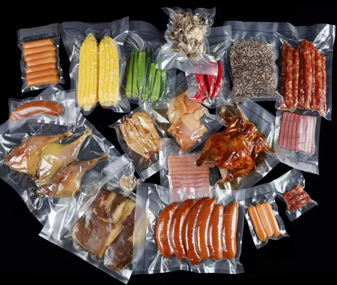 Emballage sous vide transparent Emballage en nylon en relief Sac d'emballage à conserver frais Produits alimentaires et fruits Surface d'impression gravure
