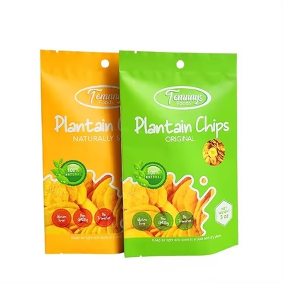 3.5 Sac Mylar sur mesure imprimé à l' étiquette thermique Snack tranches de banane 3 côtés à l' étiquette thermique Sac en feuille d' aluminium