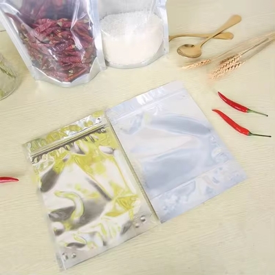 Sac alimentaire en papier d'aluminium recouvrant le verrouillage Pour ranger des bonbons, des biscuits, des noix, du thé Sac à fermeture à glissière verticale avec fenêtre transparente