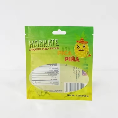 Impression sur mesure Fermeture à glissière en plastique biodégradable à trois côtés Sac d'emballage scellé avec fenêtre transparente