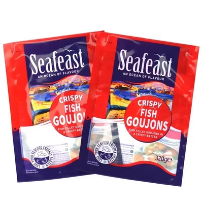 Imprimé sur mesure sous vide poisson poulet aliments surgelés Emballage de 3 côtés Seal Sacs en plastique avec logos
