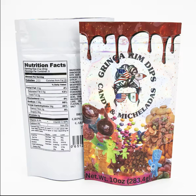 Fabrique sur mesure imprimé du sucre emballage alimentaire emballage en plastique papier d'aluminium Mylar Stand Up Pouch Bag Die Cut Mylar Bag