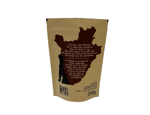 Compostable Biodégradable Standup à fond plat papier kraft emballage alimentaire fermeture à glissière sac à main imprimé sur mesure sac de café avec vanne
