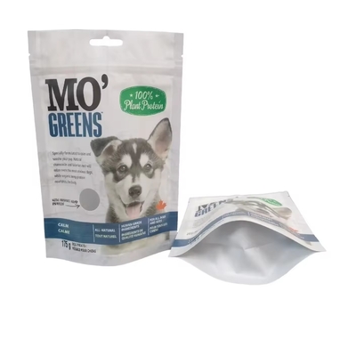 Logo personnalisé Sacs de nourriture pour chiens re-fermé Sacs fermeture à glissière avec fenêtre Snacks pour animaux de compagnie Stand up pouch
