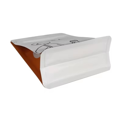 Recyclable personnalisé imprimé fond plat 250g 1lb sacs à café de haricots soupape côté coussinet côté emballage