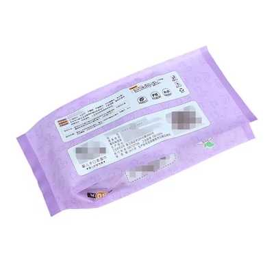 Logo personnalisé Gusset latéral en plastique plat soins de la peau lingettes humides sac de film d'emballage pour bébé sac d'emballage de tissus humides