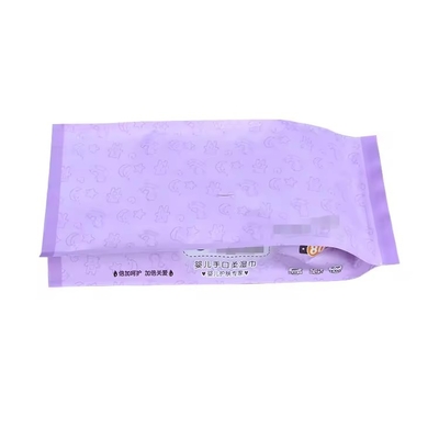 Logo personnalisé Gusset latéral en plastique plat soins de la peau lingettes humides sac de film d'emballage pour bébé sac d'emballage de tissus humides