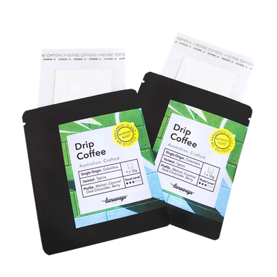 Imprimé numériquement 3 côtés scellés Sachet à poche plate pour le filtre à goutte à goutte du café Emballage à l'oreille suspendue Sac à café