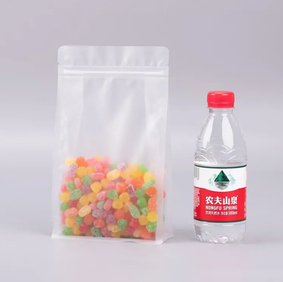 Confectionnement à l'échelle de la marque Flat Bottom Eight Side Seal Clear Transparent Zip Lock Fruits secs Alimentation Rizière Emballage en plastique Poche debout