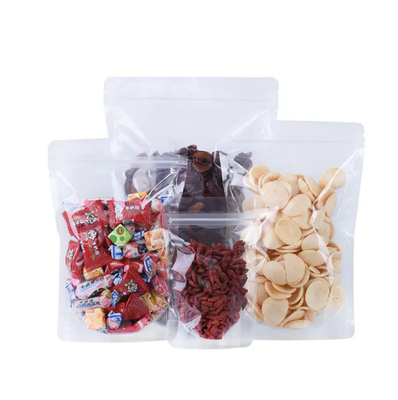 PET Transparent Fermeture à glissière Sacs en plastique Mylar Sac Fermeture à glissière Stand Up Food Spices Poudre d'emballage