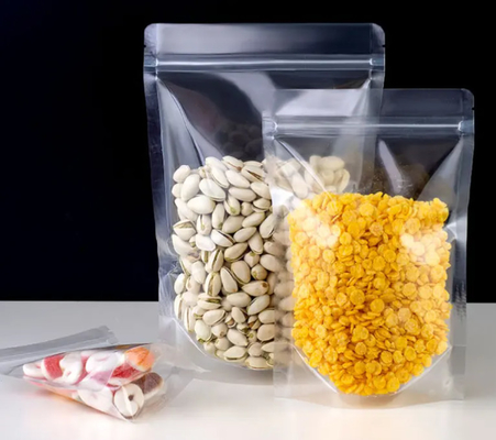 PET Transparent Fermeture à glissière Sacs en plastique Mylar Sac Fermeture à glissière Stand Up Food Spices Poudre d'emballage