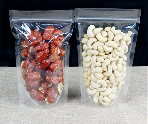 PET Transparent Fermeture à glissière Sacs en plastique Mylar Sac Fermeture à glissière Stand Up Food Spices Poudre d'emballage