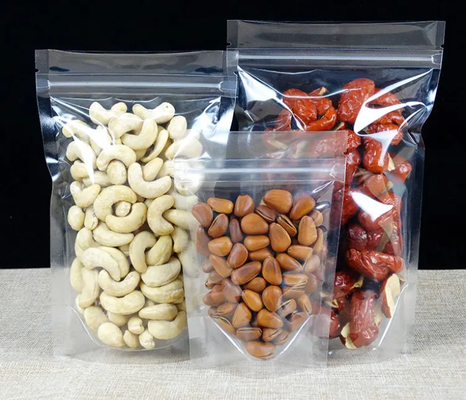 PET Transparent Fermeture à glissière Sacs en plastique Mylar Sac Fermeture à glissière Stand Up Food Spices Poudre d'emballage