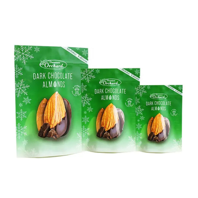 Impression personnalisée Sacoche debout Fermeture à glissière Noix Package Snack en plastique Amandes Noix de cajou Sacs d'emballage