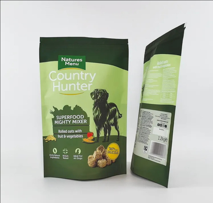 Sac en plastique imprimé sur mesure, grande taille, 5 kg, 10 kg, 15 kg, sac debout, sac Mylar, fermeture à glissière réutilisable, sacs d'emballage pour animaux de compagnie