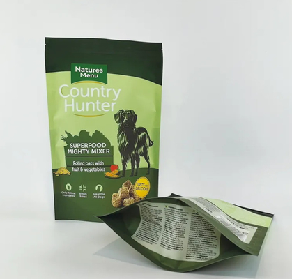 Sac en plastique imprimé sur mesure, grande taille, 5 kg, 10 kg, 15 kg, sac debout, sac Mylar, fermeture à glissière réutilisable, sacs d'emballage pour animaux de compagnie
