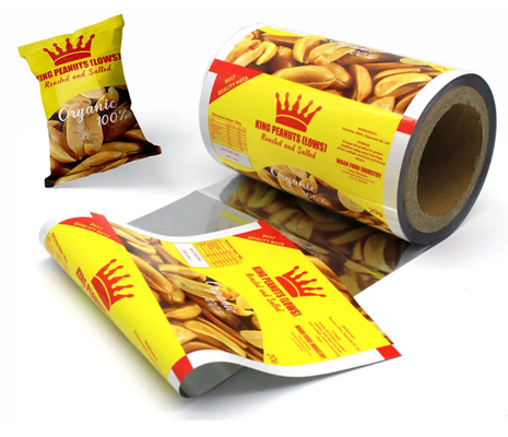 Fabrique de rouleaux de film d'impression en plastique utilisés pour les collations / chips de pommes de terre / noix emballage, petit sac stratifié film d'emballage de collations