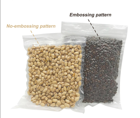 Fabrique OEM stockage alimentaire sur mesure double fermeture à glissière en nylon en relief sac d'étanchéité sous vide