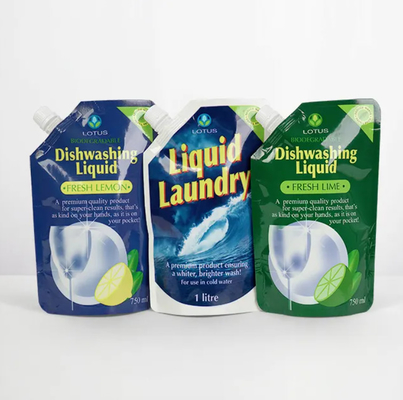 Emballage personnalisé de grande capacité pour le détergent liquide sac debout avec poches en plastique à bec d'angle