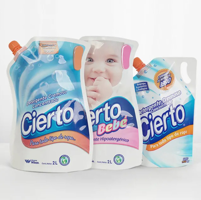 Emballage personnalisé de grande capacité pour le détergent liquide sac debout avec poches en plastique à bec d'angle