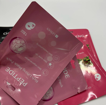 Cosmétiques personnalisés de haute qualité Sac de masque facial Stand-Up Three Side Seal Easy Tear Pure Aluminium Foil Séchage thermique