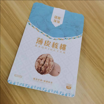 Vente en gros personnalisée 300g 500g Flat Bottom Side Gusset Poche étanche Noix alimentaires collations Sac d'emballage avec fermeture à glissière