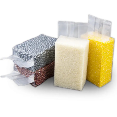 Sacs d'emballage en plastique de nylon transparent bon marché avec étanchéité de coussinet latérale solide 1 kg/100 kg Sacs d'emballage sous vide pour les aliments à base de riz
