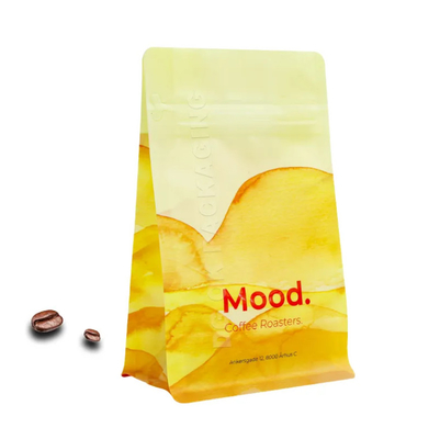 Logo personnalisé Gusset latéral à fond plat Grains de café Emballage stratifié 100g 150g 250g 500g Sacs de 1 kg avec vanne