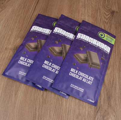 Sacs à glissière de qualité alimentaire imprimés sur mesure 3 côtés scellés sacs à fermeture à glissière réutilisables en papier d'aluminium Mylar sacs pour chocolat