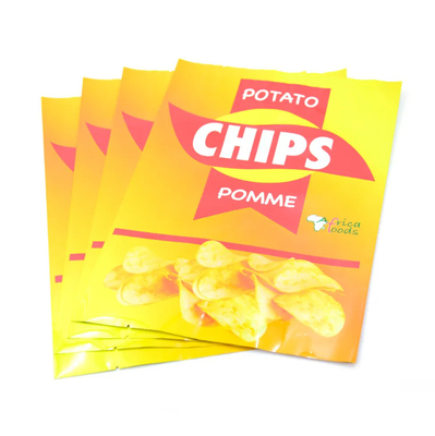 Sacs en plastique de qualité alimentaire lamellés jaune brillant pour les copeaux de pomme de terre étanche à la chaleur en papier d'aluminium à l'arrière
