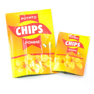 Sacs en plastique de qualité alimentaire lamellés jaune brillant pour les copeaux de pomme de terre étanche à la chaleur en papier d'aluminium à l'arrière