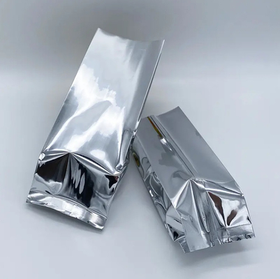 Foil d'aluminium argenté brillant étanché à la chaleur rétro-étanche à l'arrière coussin d'emballage d'alimentation sac sous vide de nourriture thé tasses de grains de café