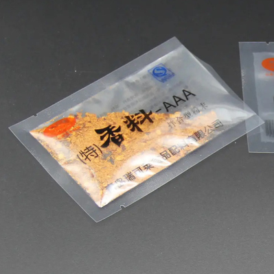 Eco-friendly sur mesure imprimé en plastique petit sac assaisonnement épices sucre 3 côtés scellant sac d'emballage alimentaire transparent