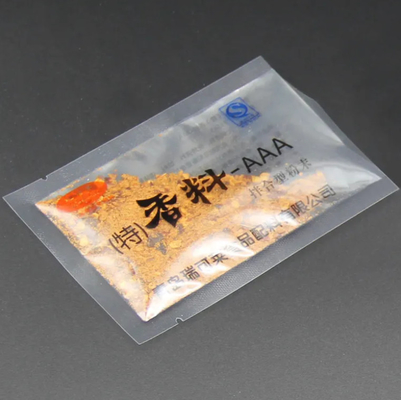 Eco-friendly sur mesure imprimé en plastique petit sac assaisonnement épices sucre 3 côtés scellant sac d'emballage alimentaire transparent