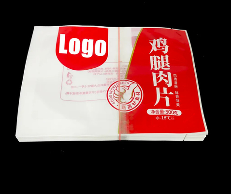 Logo imprimé sur mesure Viande PE Nylon Tear Notch Seal thermique transparent Sacs d'emballage de qualité alimentaire Sacs d'étanchéité sous vide