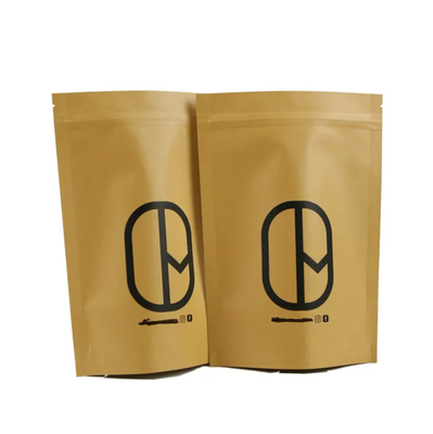 Doypack Fermeture à glissière papier artisanal marron blanc Kraft sacs debout poudre alimentaire thé café emballage sac fermeture à glissière