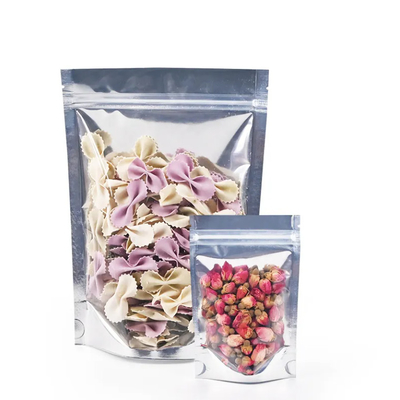 Nouveau sac à fermeture à glissière en plastique PE transparent avec gravure d'argent imprimer des emballages alimentaires pour le sucre et la gelée