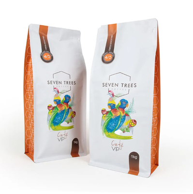 Impression personnalisée de LOGO Sacoche à fond plat Gusset Sceau latéral à huit côtés Sacoche alimentaire pour animaux de compagnie Sacoche à riz Cookie Produits secs alimentaires Sacoche en plastique pour café
