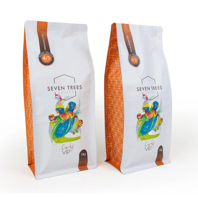 Impression personnalisée de LOGO Sacoche à fond plat Gusset Sceau latéral à huit côtés Sacoche alimentaire pour animaux de compagnie Sacoche à riz Cookie Produits secs alimentaires Sacoche en plastique pour café