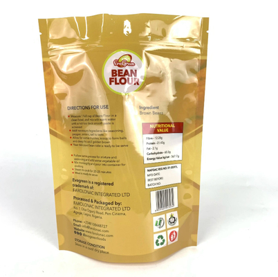 Sac en plastique écologique ré-fermé poudre de haricots bonbons biscuits collations sac de colis fermeture à glissière debout sac pour nourriture