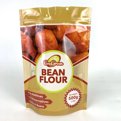 Sac en plastique écologique ré-fermé poudre de haricots bonbons biscuits collations sac de colis fermeture à glissière debout sac pour nourriture