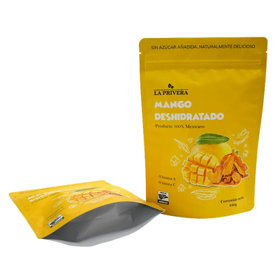 Sac d'emballage alimentaire sur mesure en papier d'aluminium Mangue séchée sac à emballer à nouveau verrouillable Mylar Stand Up pouch pour les fruits