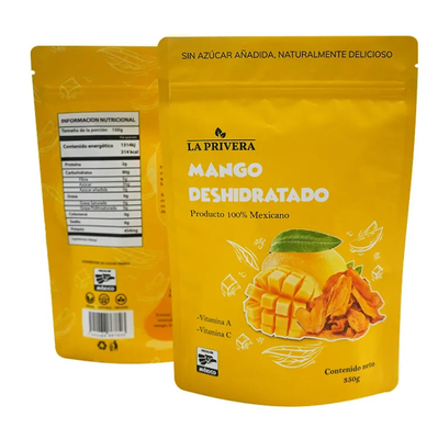 Sac d'emballage alimentaire sur mesure en papier d'aluminium Mangue séchée sac à emballer à nouveau verrouillable Mylar Stand Up pouch pour les fruits