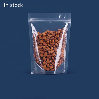 Produits alimentaires Fermeture à glissière éclairée Impression personnalisée Stand Up Poche Fermeture à glissière Emballage Sac en plastique transparent avec fermeture à glissière