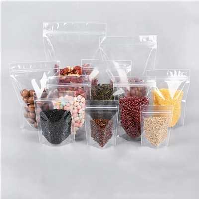 Produits alimentaires Fermeture à glissière éclairée Impression personnalisée Stand Up Poche Fermeture à glissière Emballage Sac en plastique transparent avec fermeture à glissière