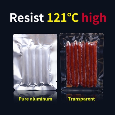 Plastique de qualité alimentaire personnalisé, aluminium pur, sac sous vide transparent scellé sur 3 côtés, sac de cuisson à la vapeur, emballage de stockage des aliments