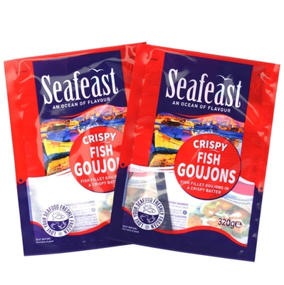Impression personnalisée d'emballages d'aliments surgelés sous vide poisson poulet avec logo de sac en plastique scellé à 3 côtés