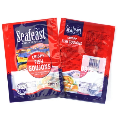 Impression personnalisée d'emballages d'aliments surgelés sous vide poisson poulet avec logo de sac en plastique scellé à 3 côtés