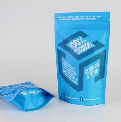 Sachet d'emballage pour stylo à bille en poudre mat haute barrière personnalisé avec fermeture éclair et sac vertical en feuille d'aluminium