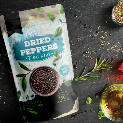 Sachet d'emballage d'épices Emballage plastique Assaisonnement Paprika Sachet d'emballage alimentaire Scellé Fermeture éclair Sachet à fond plat